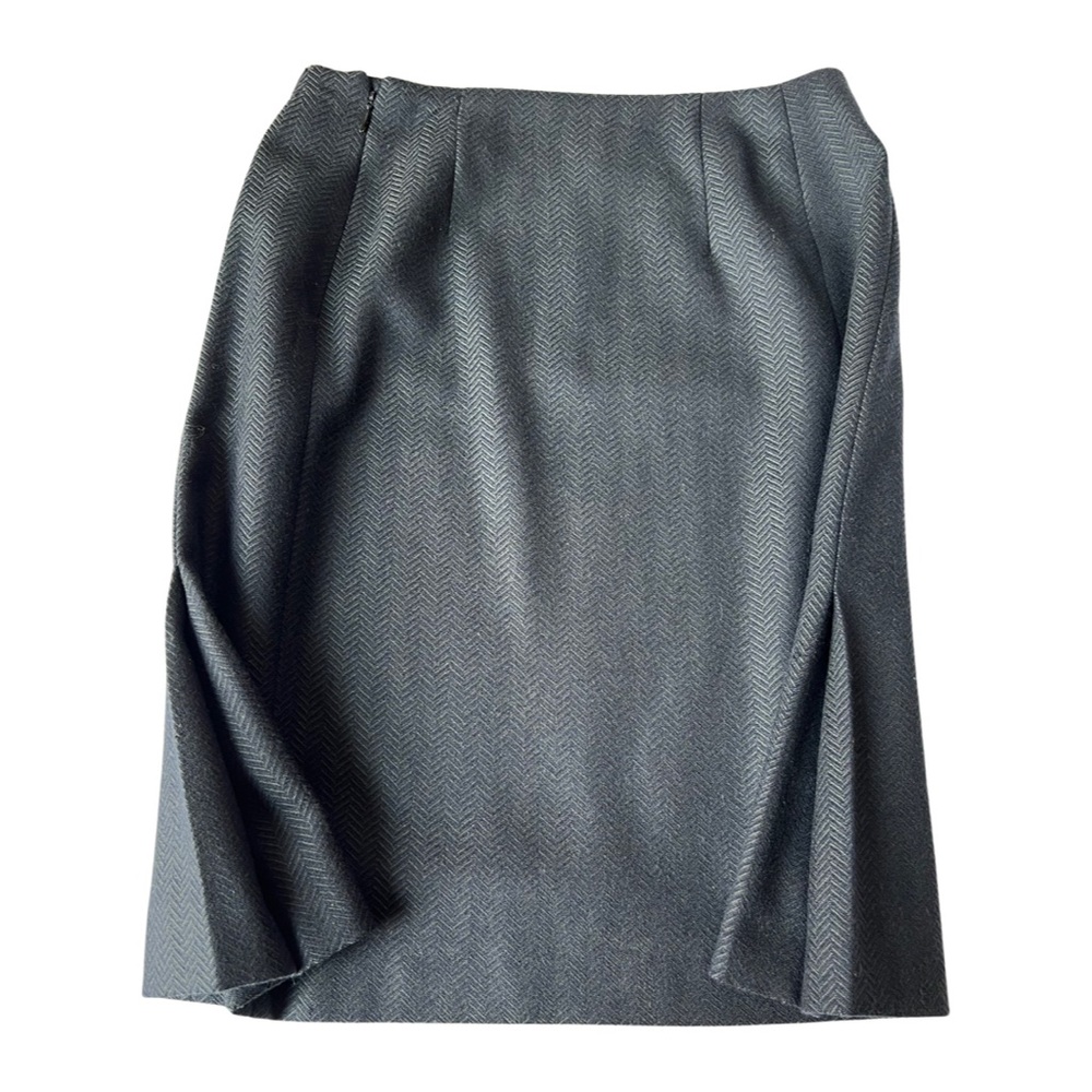 Harve Bernard Herringbone Tweed Wool Skirt